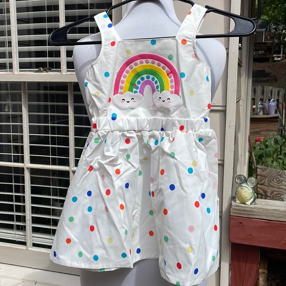 NWT- SHEIN Girls Rainbow & Polka Dot Romper Dress Size 4Y